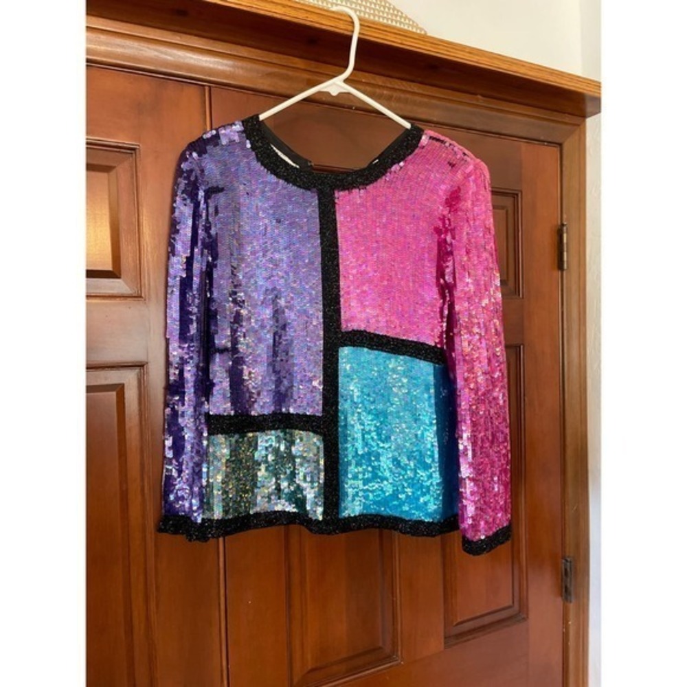 Vintage Albert Paul Silk sequin top Medium